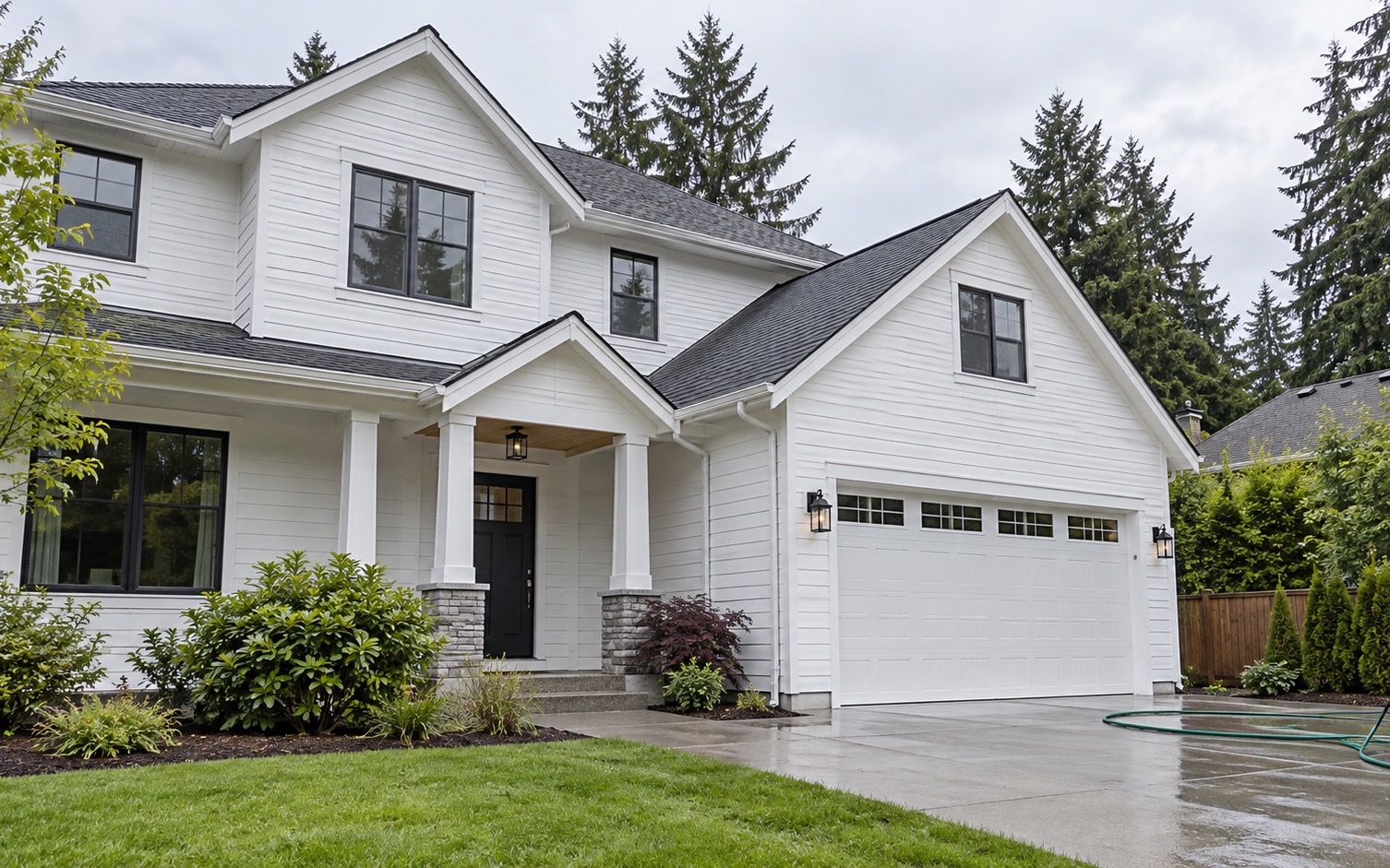 Photograph of house washing work on an exterior surface in southwest Washington