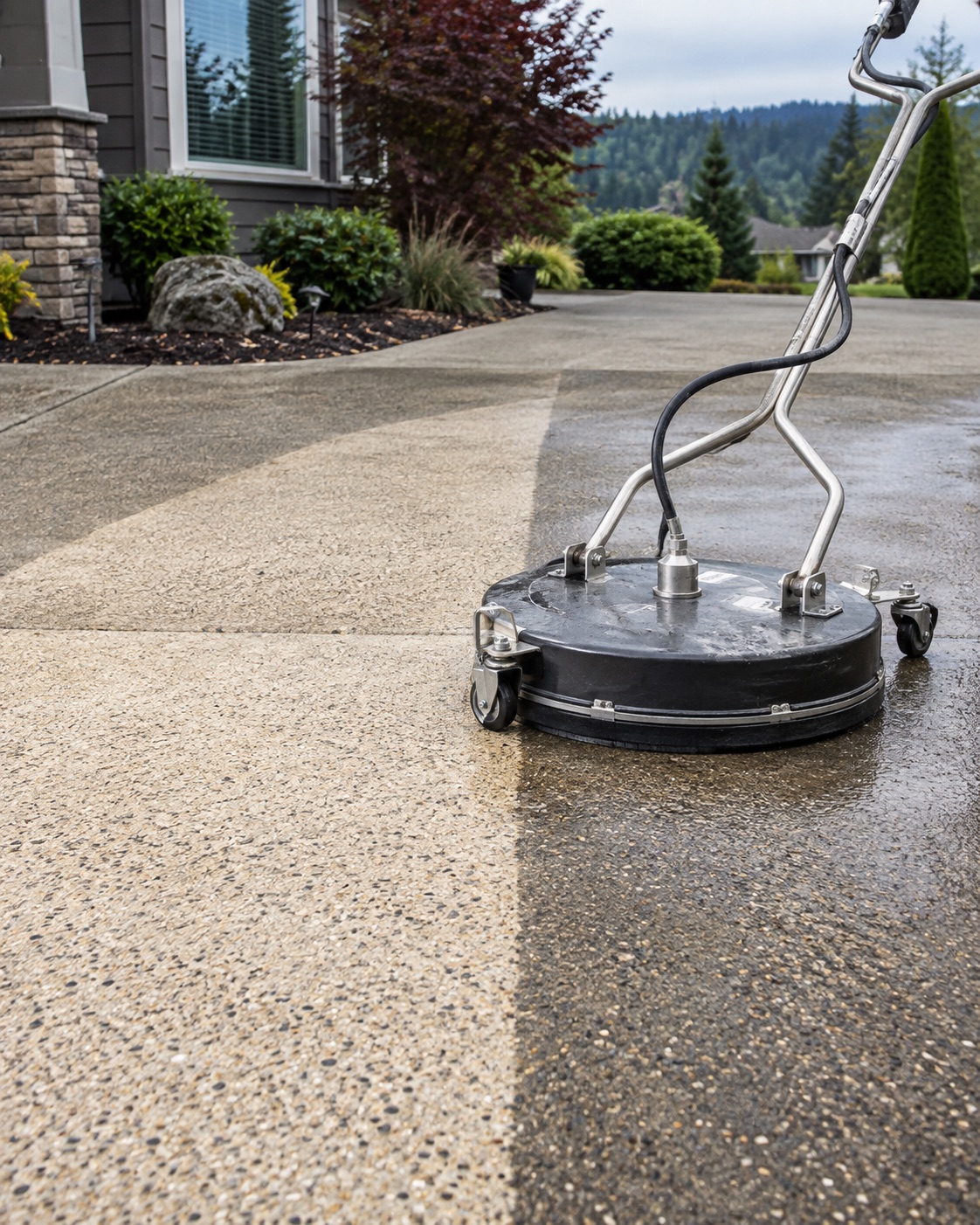 Detailed photograph of a surface related to driveway pressure washing